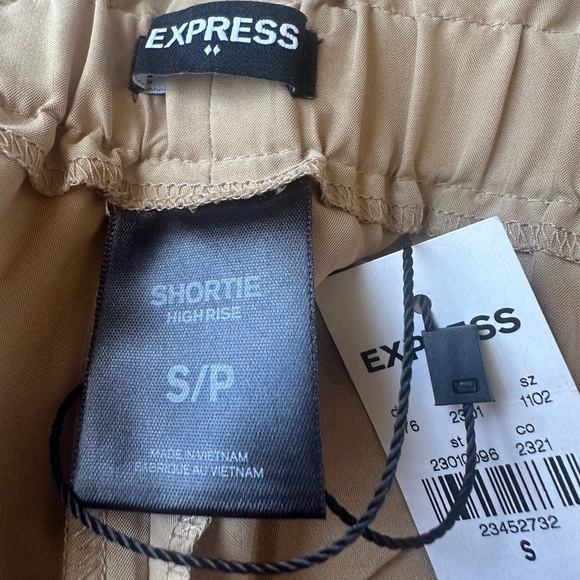 Express Tan High Waist Shorts with Paper Bag Waist - Picture 4 of 4